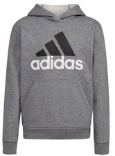 Adidas Boys Heathered Gray Fleece Hoodie Sweatshirt Size XL 18/20 Sports