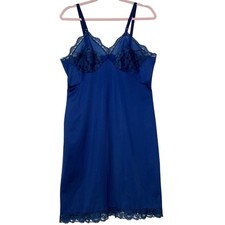 Vintage Gossard Artemis Nightgown Blue Lace Slip Size 38 Medium Lingerie