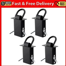 Stake Pocket D Ring Heavy Duty Adjustable Trailer Stake Pocket,Black, 4 Pack