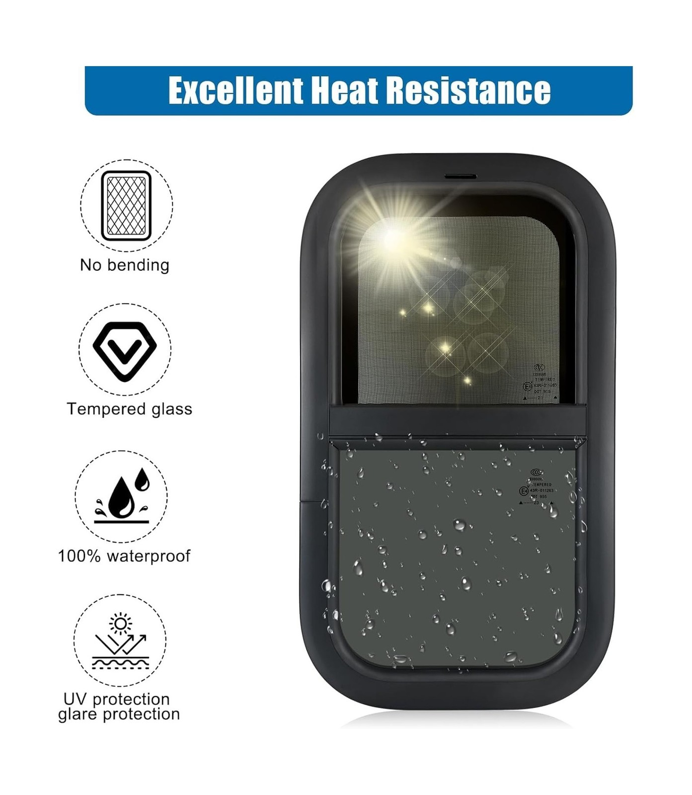 Vertical RV Window, 12" W x 22" H Tinted Sliding RV Window with Net Screen an...