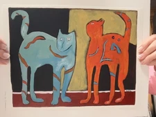 Original Cat One of a Kind Hand Painted Acrylics 8.5x11 image by fran hahn