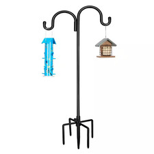 92" Adjustable Black Metal Garden Hook W/ 5-Prong Base for Hanging Bird Feeders,