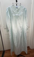 Dreamwear Lingerie Mint Satin Lace Nightgown Long Sleeve Vintage Women s L