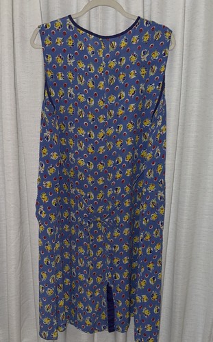 April Cornell XXL Blue Summer Dress Front Pockets Floral Fruit Vegetables - Picture 9 of 16
