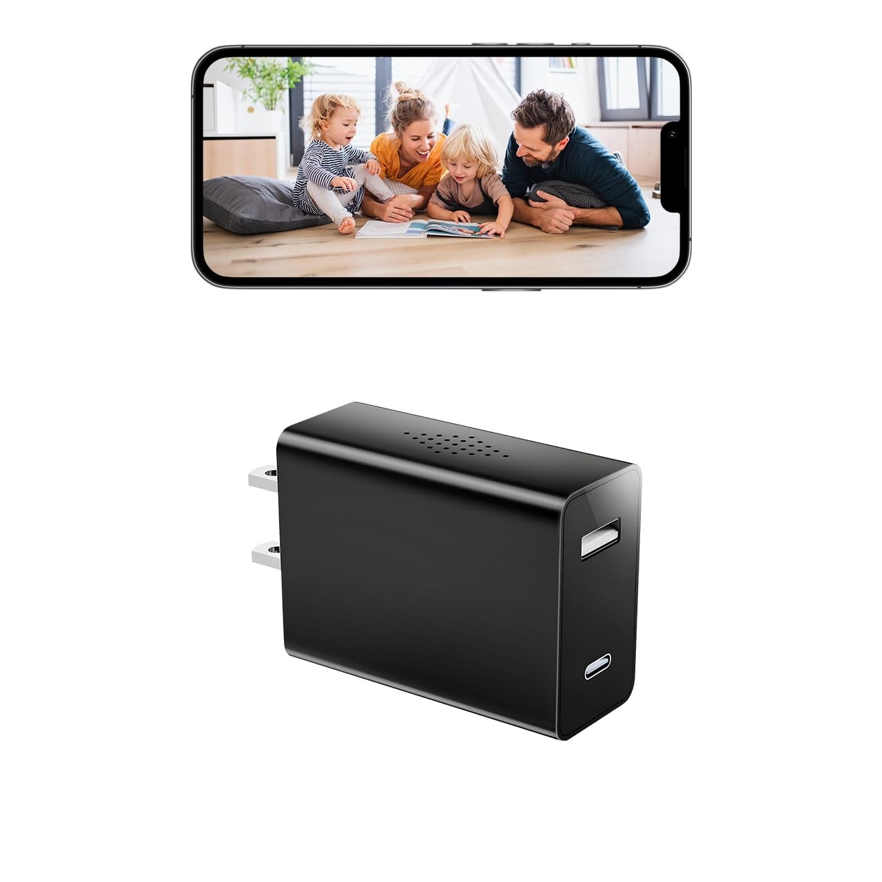 Wireless Smart Charger Camera - Mini HD 1080P WiFi Camera with Night Vision -...