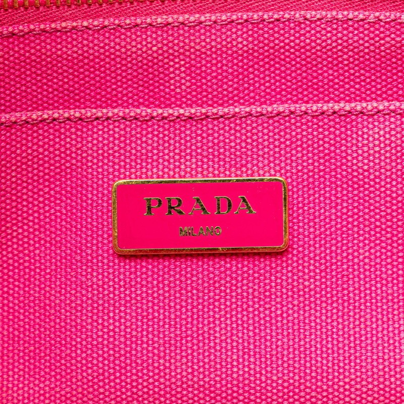 Prada Canapa Mini Handbag Pink Canvas Ladies PRADA Used from japan thumbnail 9