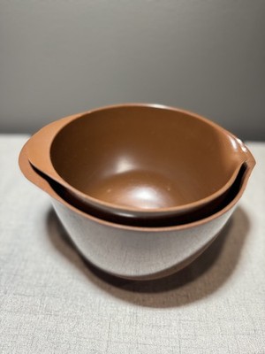 MCM Danish ROSTI Mepal Brown Mixing Bowl Set 3L & 2L DENMARK Nesting Vintage