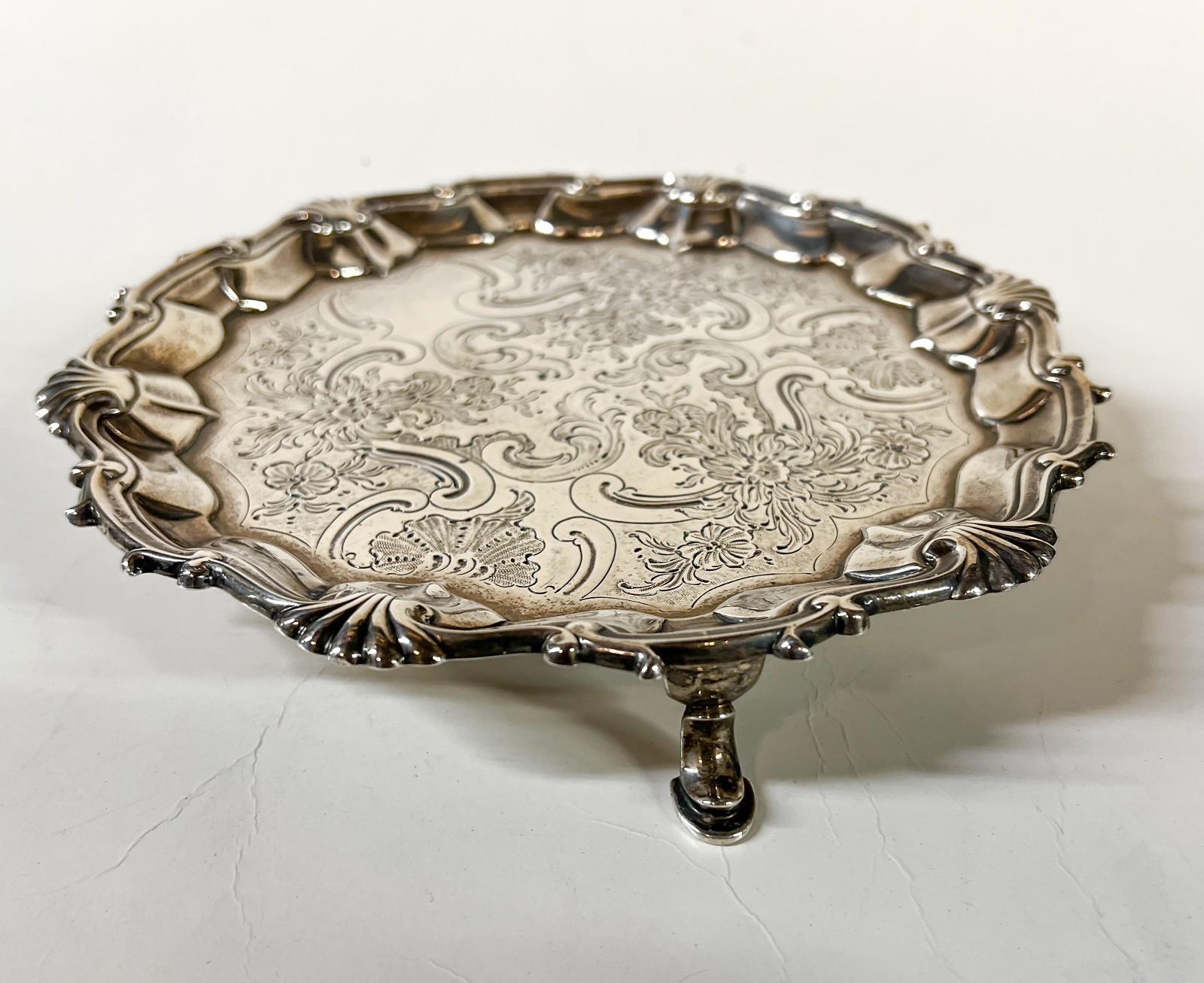 George II Sterling Silver footed Salver William Justis 1750