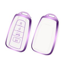 Car Key Fob Cover Compatible with Toyota, TPU Key Fob Case Cover Purple White