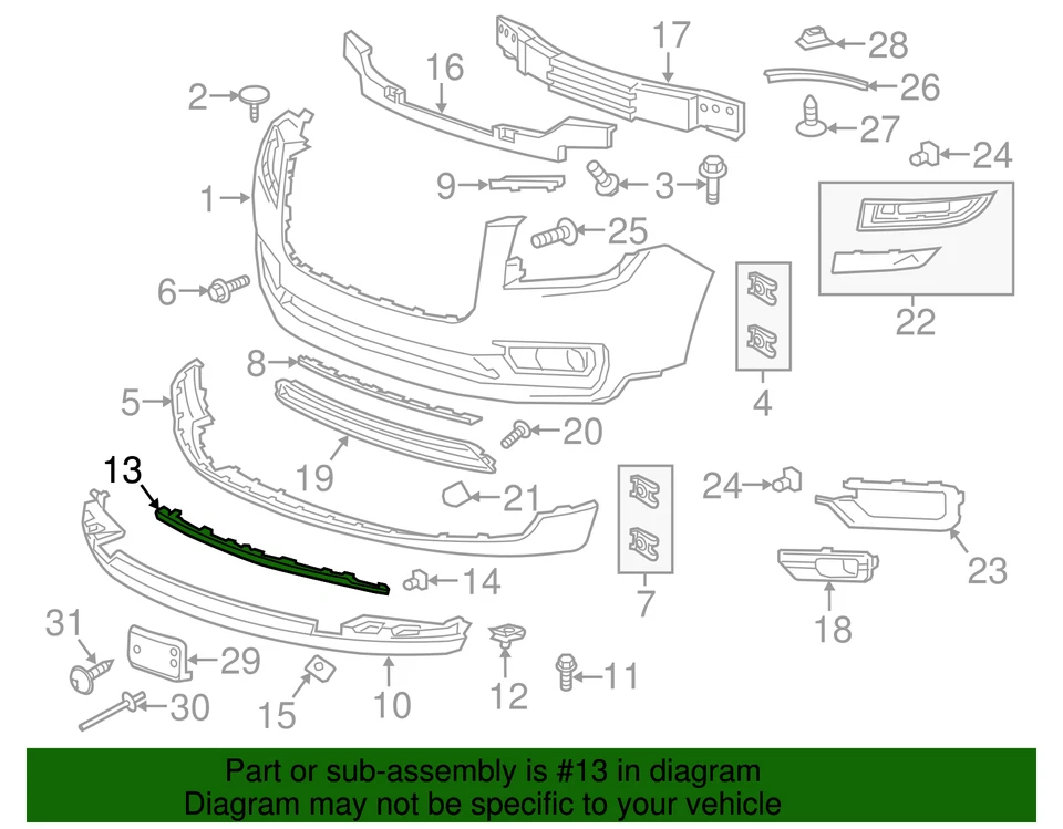 Parachoques delantero genuino GM Galvano plateado moldeado fascia 22840756 Foto 3 de 3