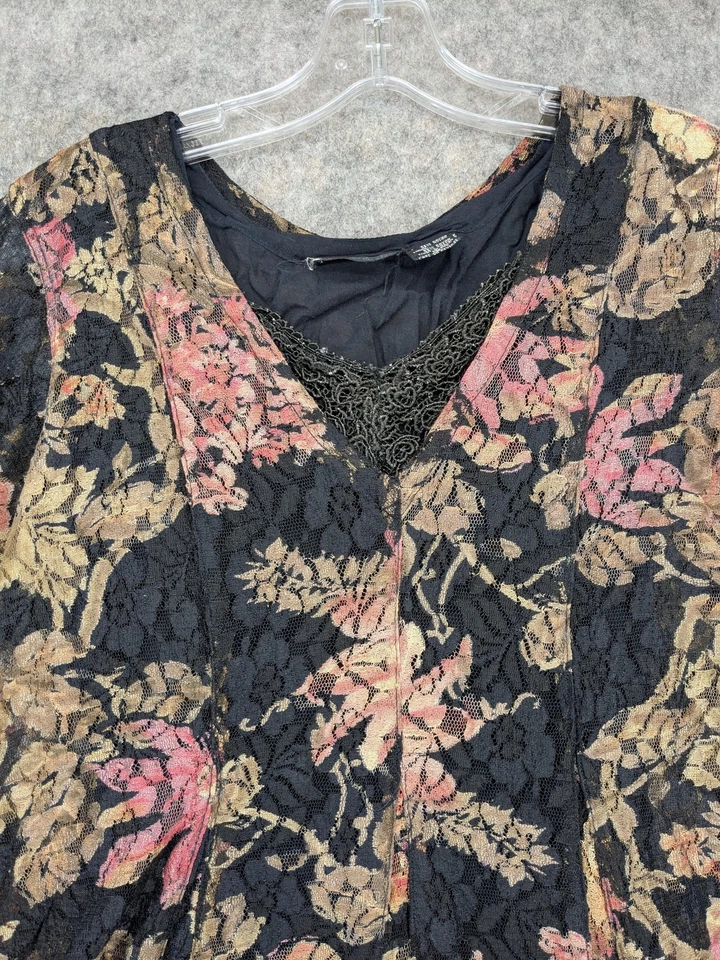 Vintage Nostalgia Dress Womens Small Floral Lace Long Sleeve Boho Grunge 90s - Image 2 of 4