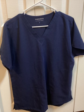 Mandala Women's Scrub Top SS Navy Blue 2 pockets V-Neck Medium Equa-Tek L K