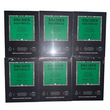 Lot Of 6 Arches 9x12 inch Cold Press Watercolour Natural White 140lb