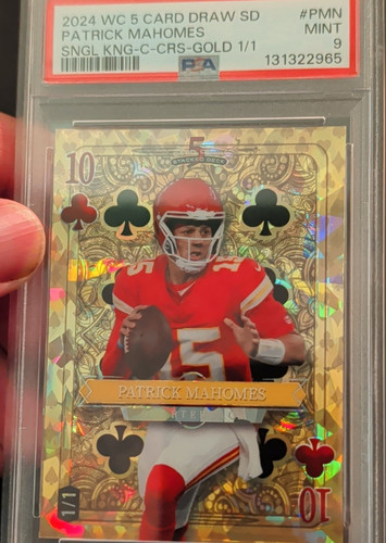 Wild Card 5 Card Draw Stacked Deck Patrick Mahomes #PMN Gold 1/1 PSA 9