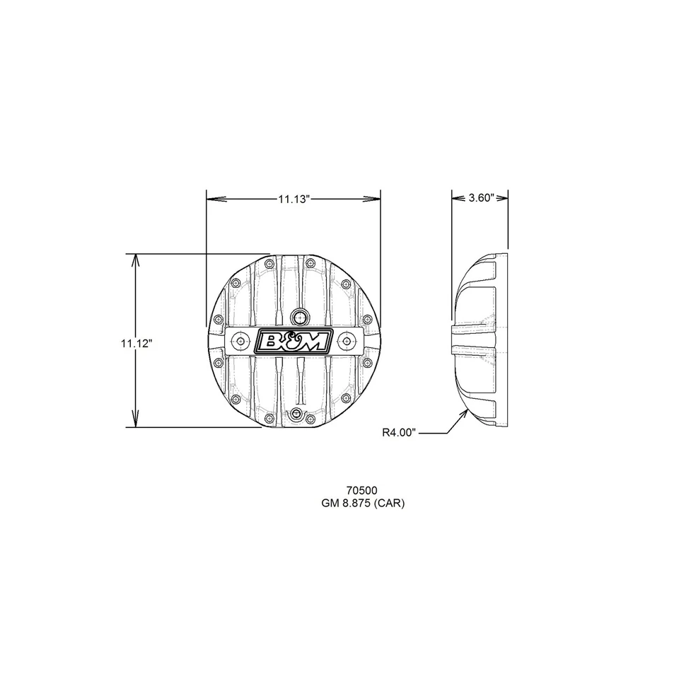 Cubierta diferencial de aluminio 70500 B&M Hi-Tek para coche GM 8,875 pulgadas 12 pernos Foto 4 de 4