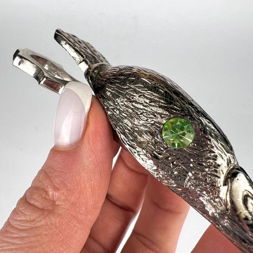 Vintage Silver Plated Paper Holder Figure Goose's Head Paper Holder Marked - Picture 2 of 7