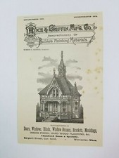 1890 Worcester Massachusetts Advertisement Rice & Griffin Builders Crane Lumber 