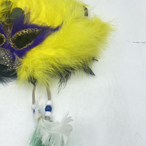 Yellow Purple Masquerade Mask With Feathers Venetian For Women - Picture 6 of 10