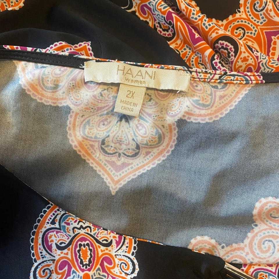 Haani женщина черный оранжевый розовый и белый размер 2 X платье - Изображение 3 из 4