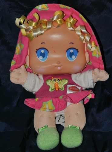 🍀Lot 2 Doudou Poupée PLAYSKOOL 2006 HASBRO Rose Fille Grelot Papillon 21 Cm - Picture 3 of 3