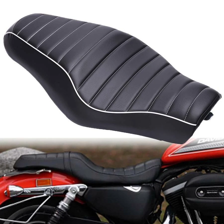 Asiento de dos asientos de hierro para conductor de motocicleta pasajero Harley Sportster XL 883 1200 72 Foto 2 de 4