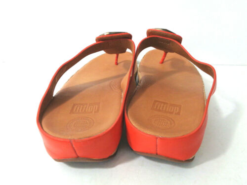 FITFLOP 10M Jewel The Skinny Sandalias Puntera-Poste Llama Cuero Naranja Zapatos tanga - Imagen 2 de 10