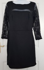 Ladies Nature  Black Dress - Lace Sleeves - Size L - (Says XL 16 / 18) Size 12 ?