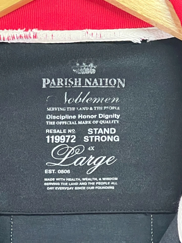 Chaqueta PARISH NATION Parches Bordados 4X-Grande Algodón Mezcla Poliéster Negra Foto 3 de 4