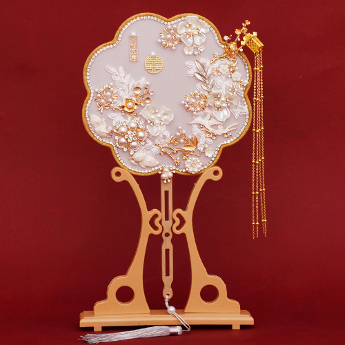Bride Hand Held Fan Chinese Style Married Handmade Happy Desk Wedding Decoration - Picture 1 of 24
