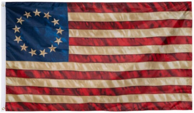 Betsy Ross Flag 3x5 Ft Vintage Tea Stained 13 Stars American Flags Colonial 100D