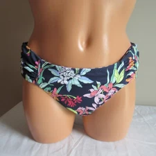 Tommy Bahama Summer Floral Rev Shirred Hipster Swim Bottom Mare Navy S NWOT