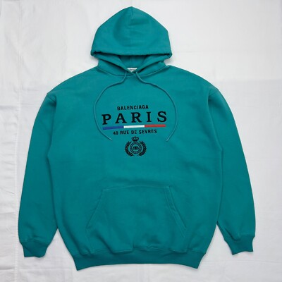 Balenciaga Paris Flag Oversized Embroidered Hoodie Size Balenciaga Paris Flag Oversized Embroidered Hoodie Size