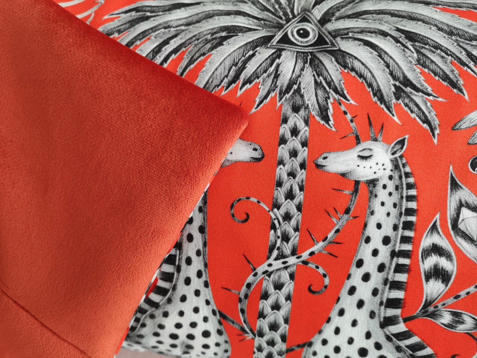 Emma J Shipley KRUGER FLAME COMPLETE CUSHION 63CM X 29CM Zebra