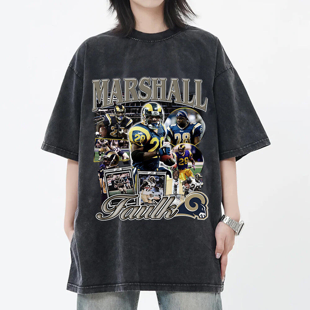Marshall Faulk Limited Football Bootleg Tee Vintage 90s Graphic Shirts Retro App