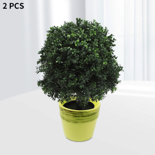 2pcs 16 in Artificial Ball Bushes Potted Plants Artificial Potted Shrubs Decor
