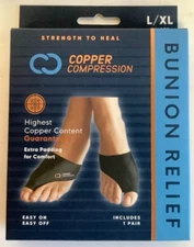 NEW Copper Compression CCBUS/BS3 Copper Infused LARGE/X-LARGE Bunion Cushion