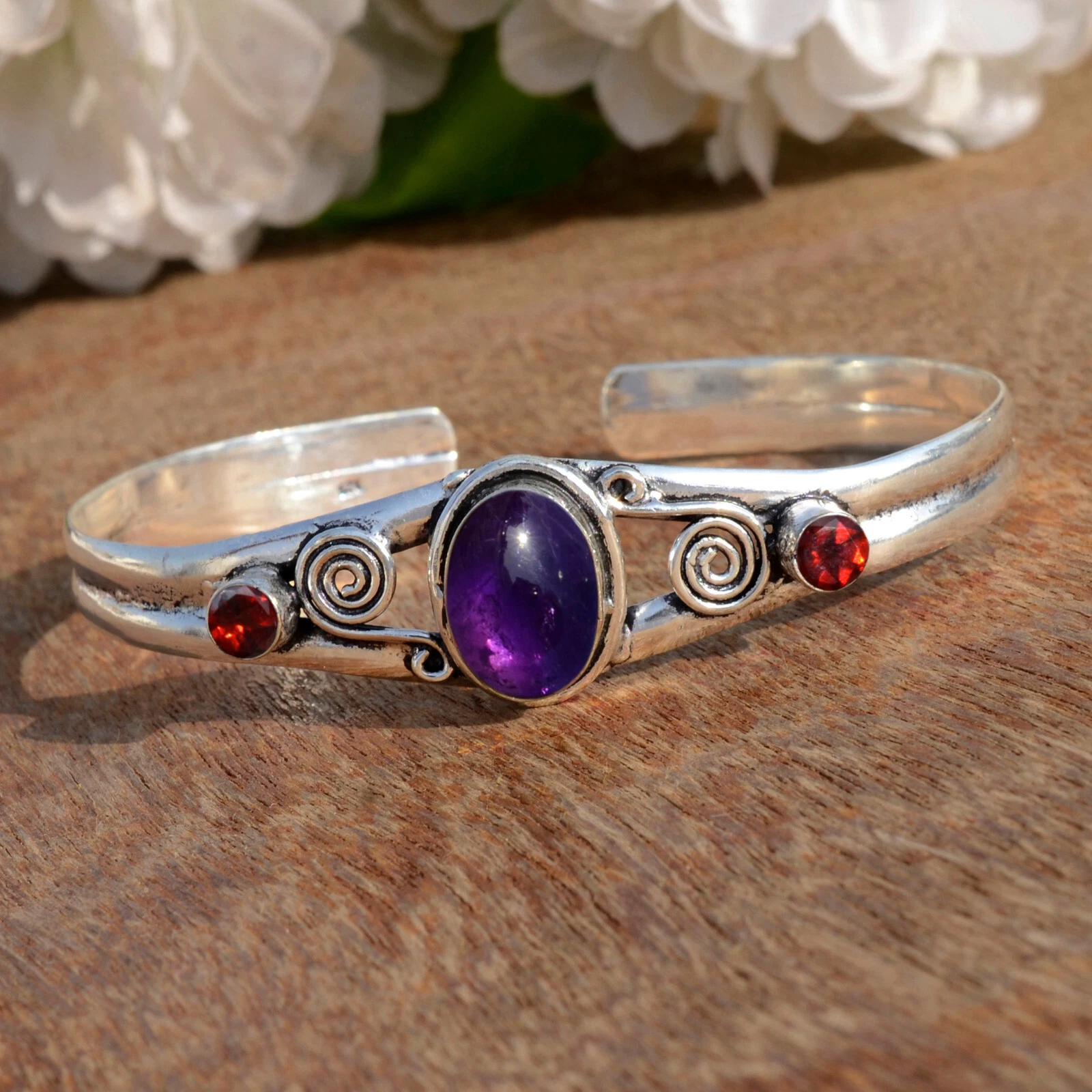 VALENTINO Bracciale in argento sterling 925 con pietra preziosa taglio ametista e granato per abbigliamento festa