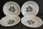 Termocrisa 7.5“ Milk Glass Christmas Holly Berry Soup Bowls Set of 4 Vintage