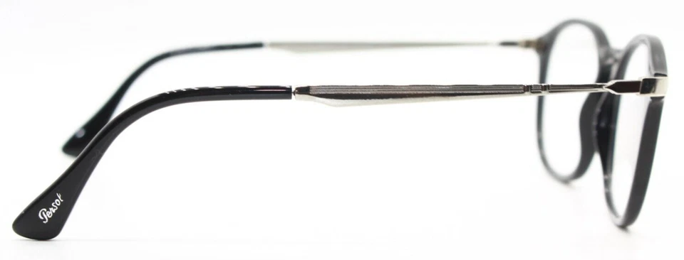 NUEVO PERSOL P 3179-V 95 REDONDO NEGRO CON PATILLAS PLATEADAS GAFAS AUTÉNTICAS 51-19 Foto 4 de 4