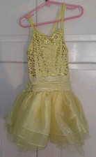 IBTOM CASTLE Yellow Tulle Satin Sequined Dance Tutu Dress. Childs M