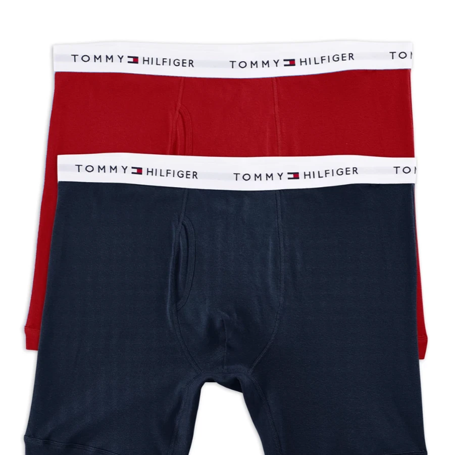 New Men's Tommy Hilfiger Big & Tall 5XL 58-60 Classic Boxer Briefs Red/Navy