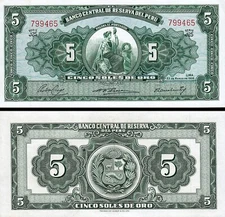 Peru 5 Soles 1956, AU+, P-76