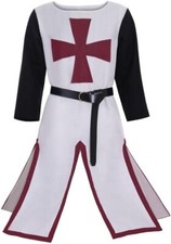 Medieval Templar Costumes Surcoat Warrior Cloak Cosplay Red Tunic Top for Men