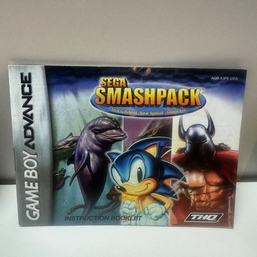 Nintendo Game Boy Advance Sega Smash Pack Instruction Booklet - 2002 MANUAL ONLY