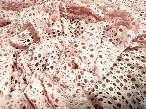Crochet Knit Jersey Fabric, Per Metre - Baby Pink - Picture 3 of 3