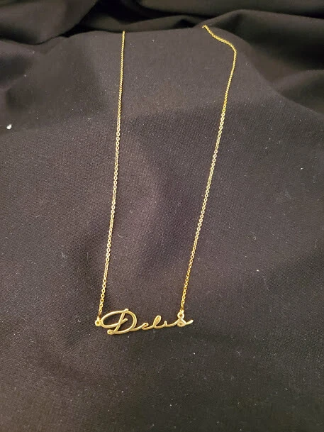 Collar My Name "Delis" Cursiva YGP Plata Esterlina Cadena Collar 18" (13101) Foto 2 de 4