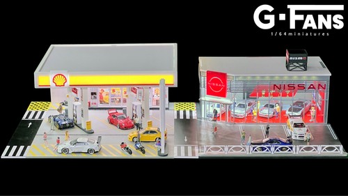 Diorama 1:64 Auto Garage Modell LED Beleuchtung Stadtauto Showroom Szene Vitrinenmodell - Bild 39 von 188