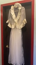 Vintage Val Mode Chiffon Full Flowy Nightgown Negligee Peignoir  Robe Set M/L