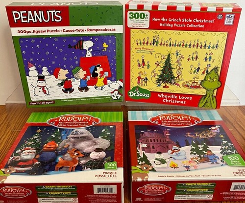 Peanuts Rudolph Grinch Christmas 300pc Jigsaw Puzzles Lot Charlie Brown ~ NEW - Picture 3 of 9