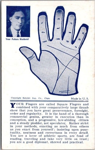 Vintage PALM READING Fortune-Telling Mutoscope Arcade Card